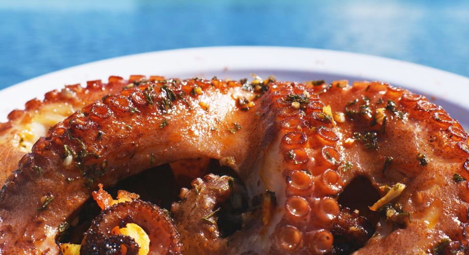 comida de pulpo recién pescado